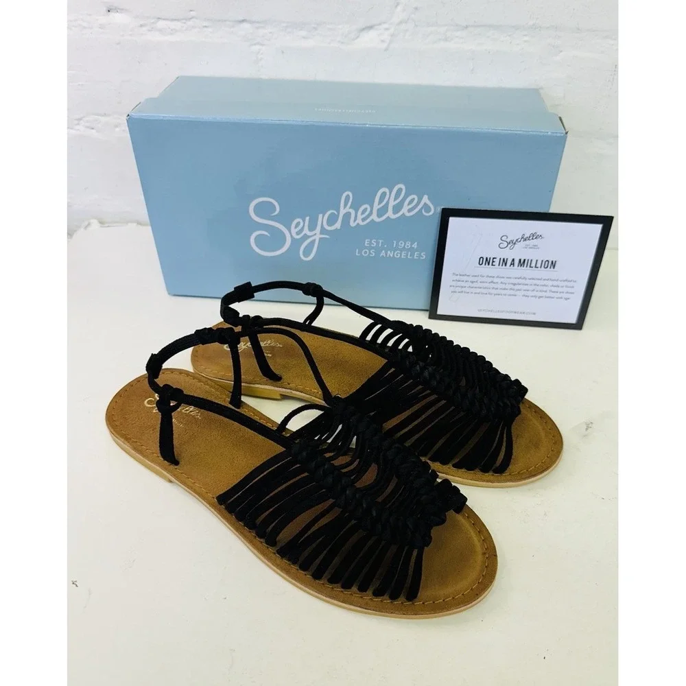Seychelles Women's Beach Is Better Black Suede Size 9‎ Women Strappy Leather NWB